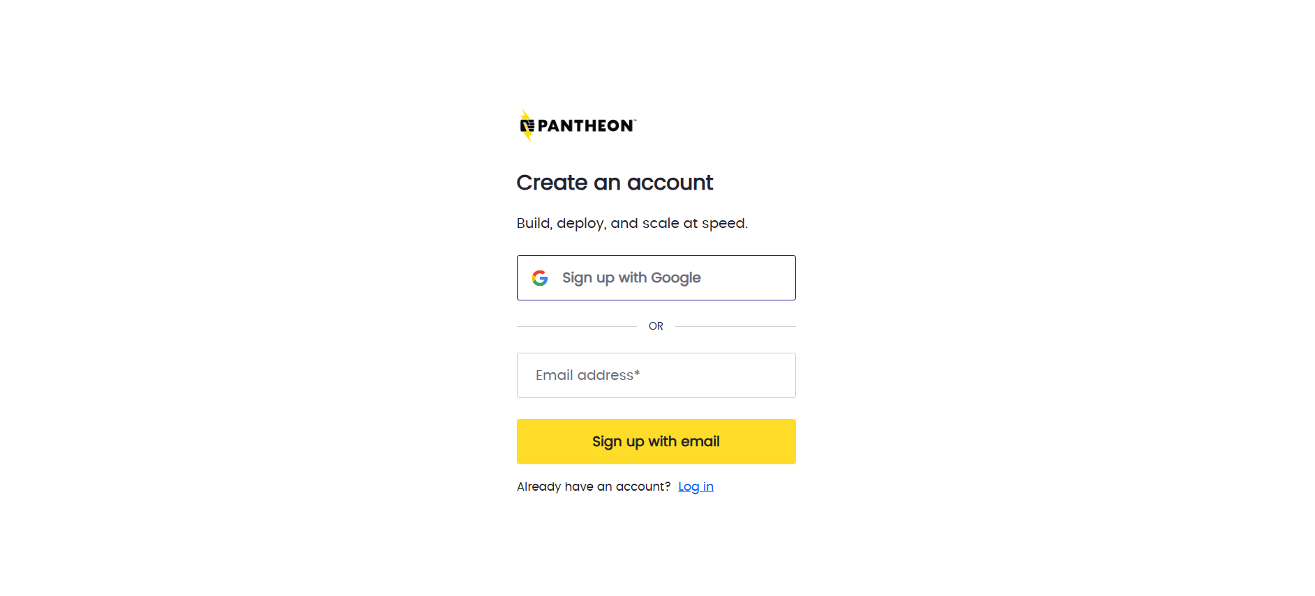 Fill out the required data fields to create your account, or use Google to sign up