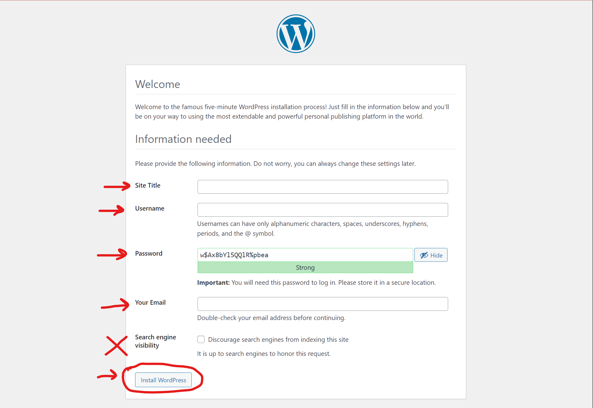 WordPress Install Flow - Site Data