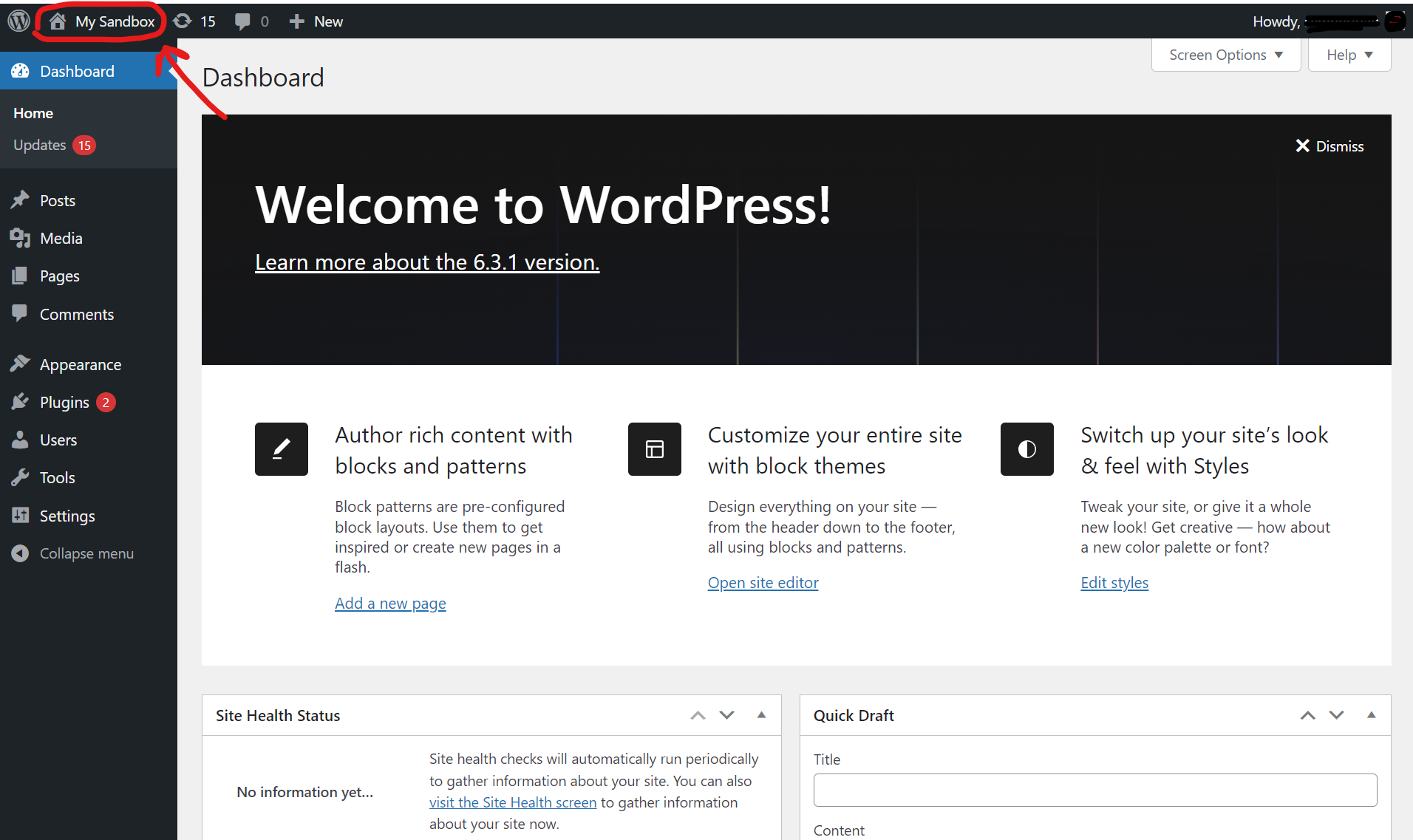 Your WordPress Dashboard