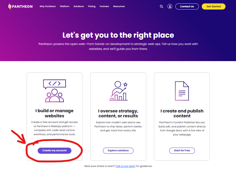 Click the Create my account button on the next page