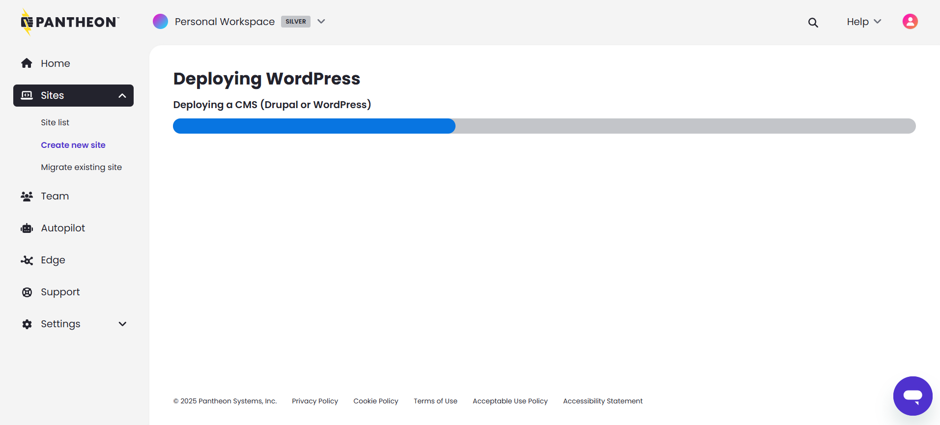 Waiting for Pantheon to build your site