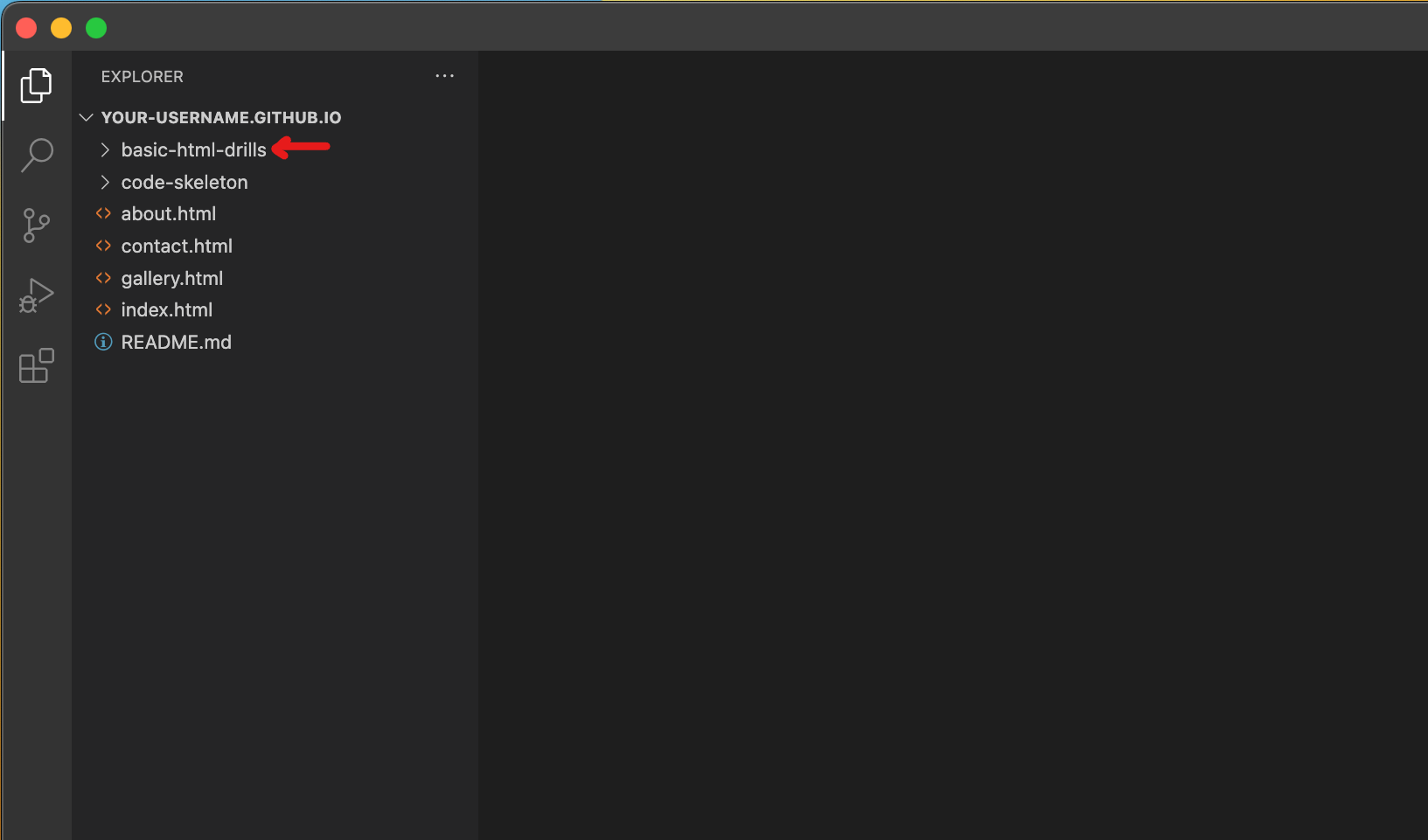 The unzipped template folder is also in Visual Studio Code