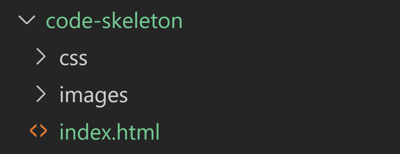 Code Skeleton with folders and an HTML file