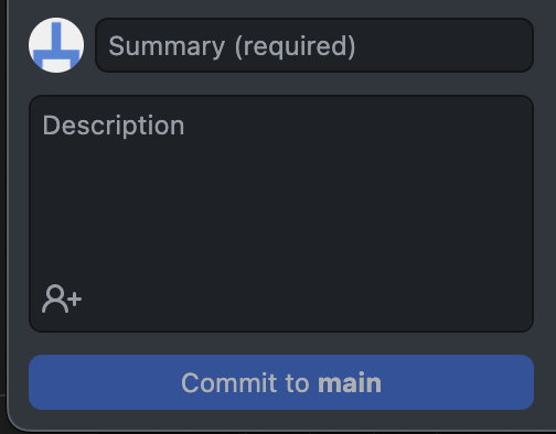 GitHub Desktop's commit section