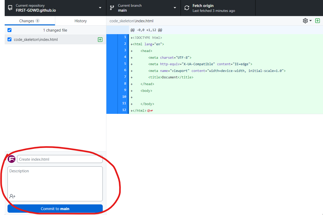 GitHub Desktop when changes are ready for commit