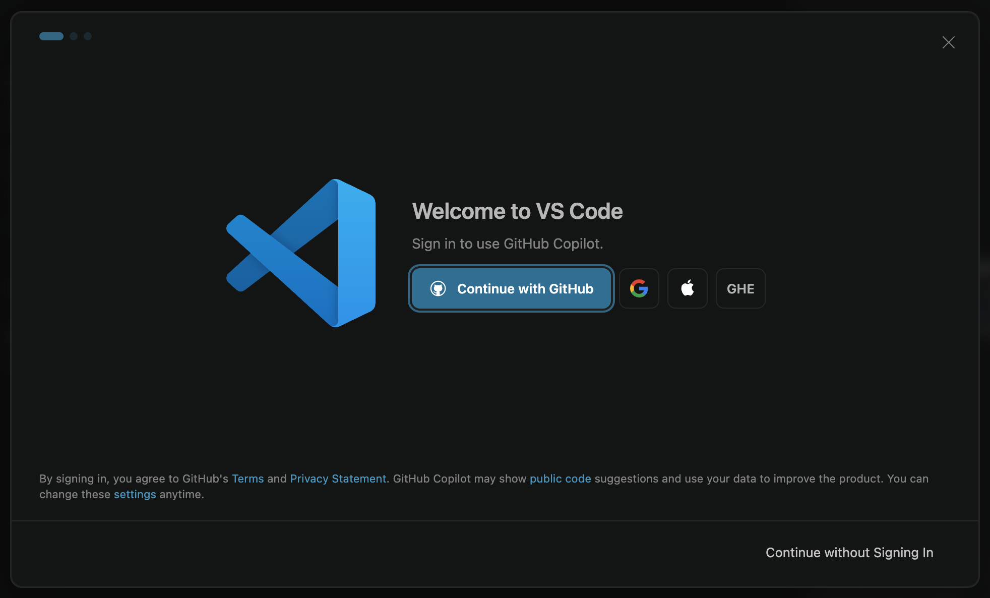 Close out of this popup; we will be using GitHub in a different way